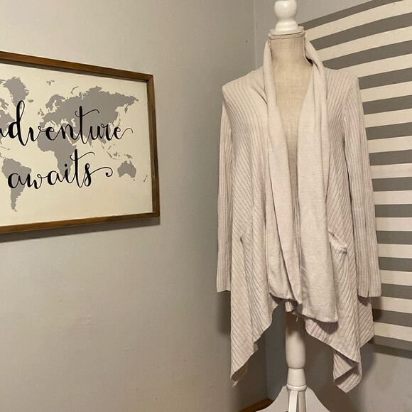 Barefoot Dreams Ivory Cozy Chic Ultra Like Long Sleeve Open Front Sweater Sz S - Picture 1 of 10